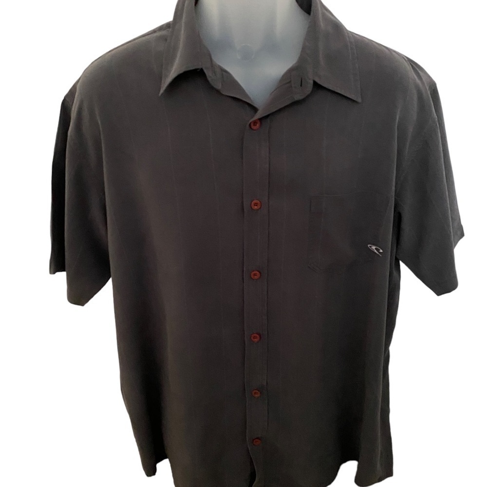 O'NEILL Gray Thin Stripes Soft Collared Short Sleeve Shirt Men XL